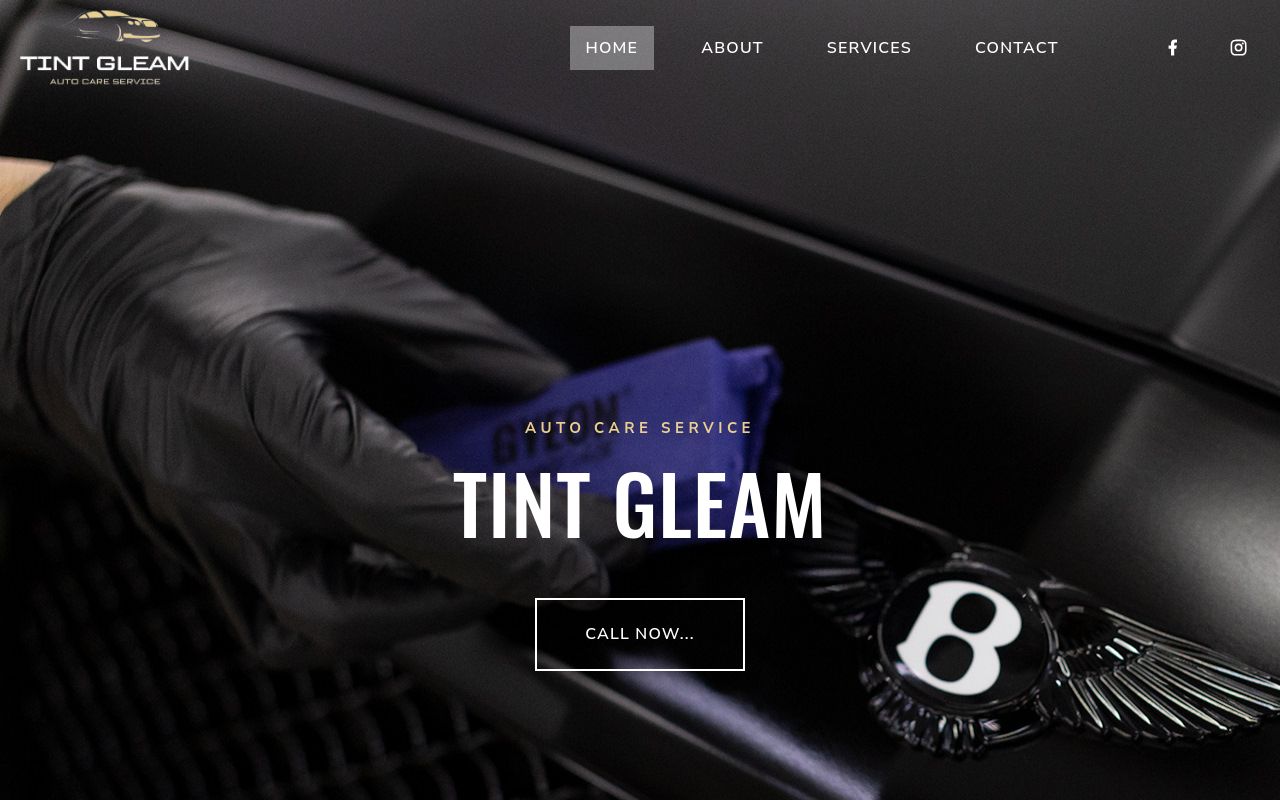 Homepage of Tint Gleam's website