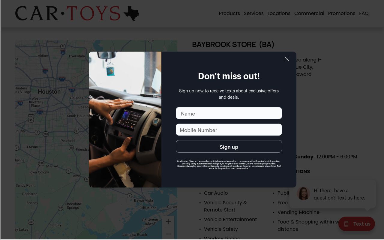 Homepage of Car Toys's website
