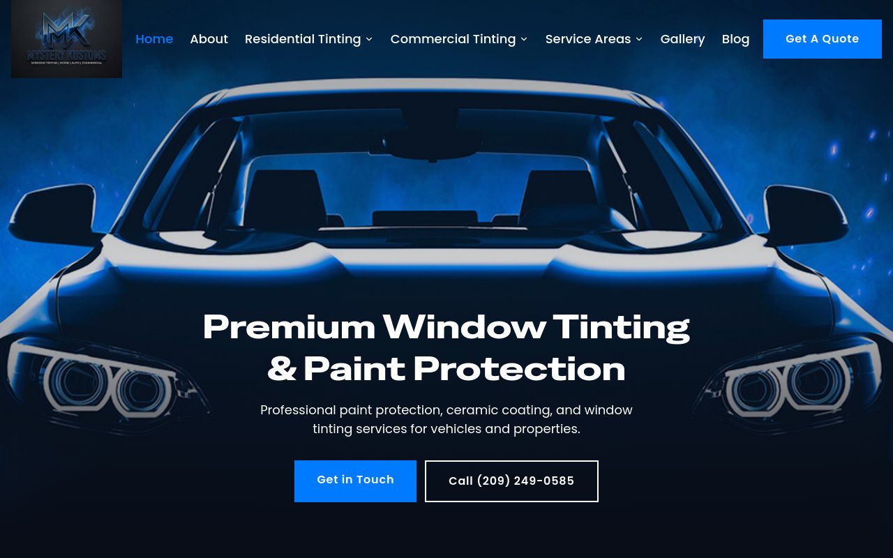 Homepage of Mystery Kustoms's website