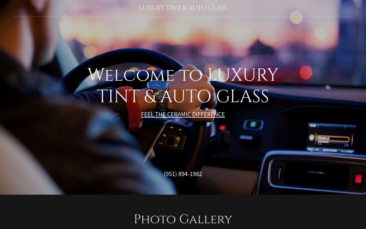 Homepage of Luxury Tint & Auto Glass LLC's website