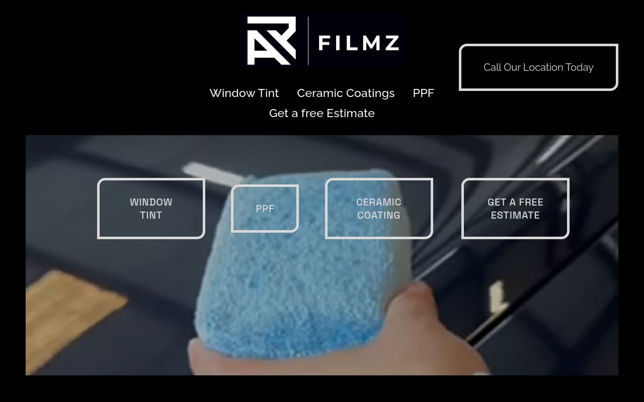 Homepage of ARFilmz Tint & Ceramic Coatings's website
