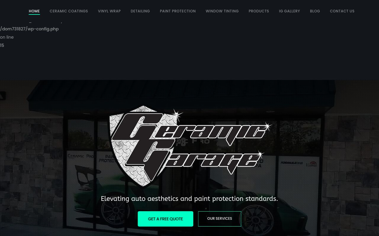 Homepage of Ceramic Garage Inc's website