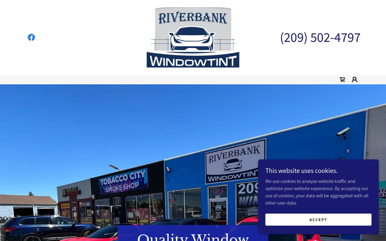 Homepage of Riverbank Window Tint's website