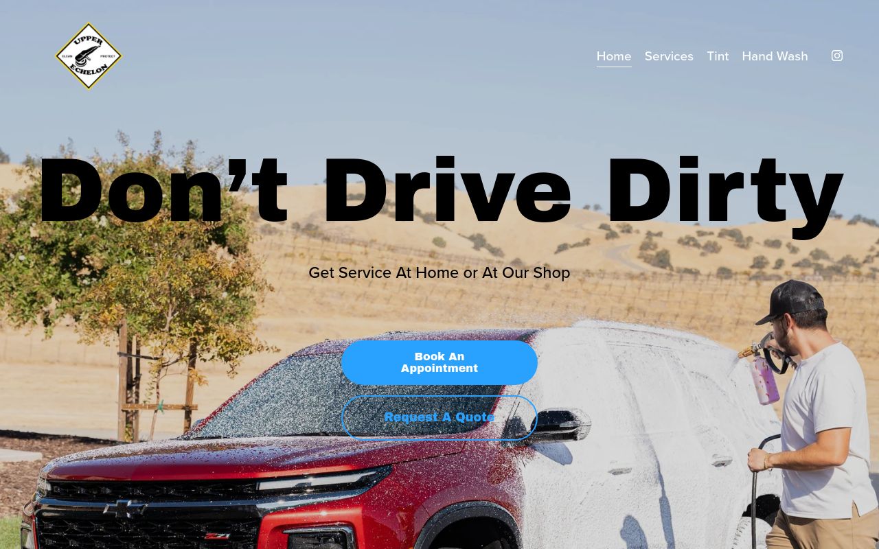Homepage of Upper Echelon Detailing's website