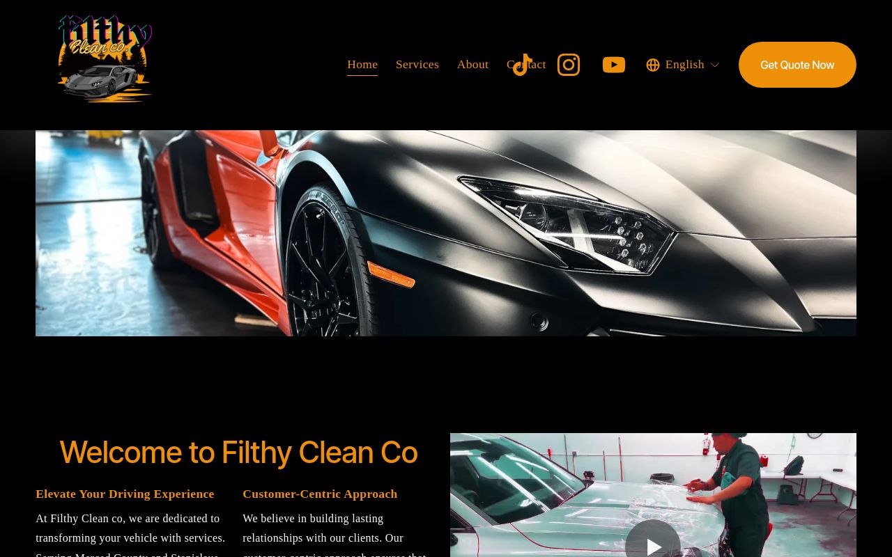 Homepage of Filthy Clean Co's website