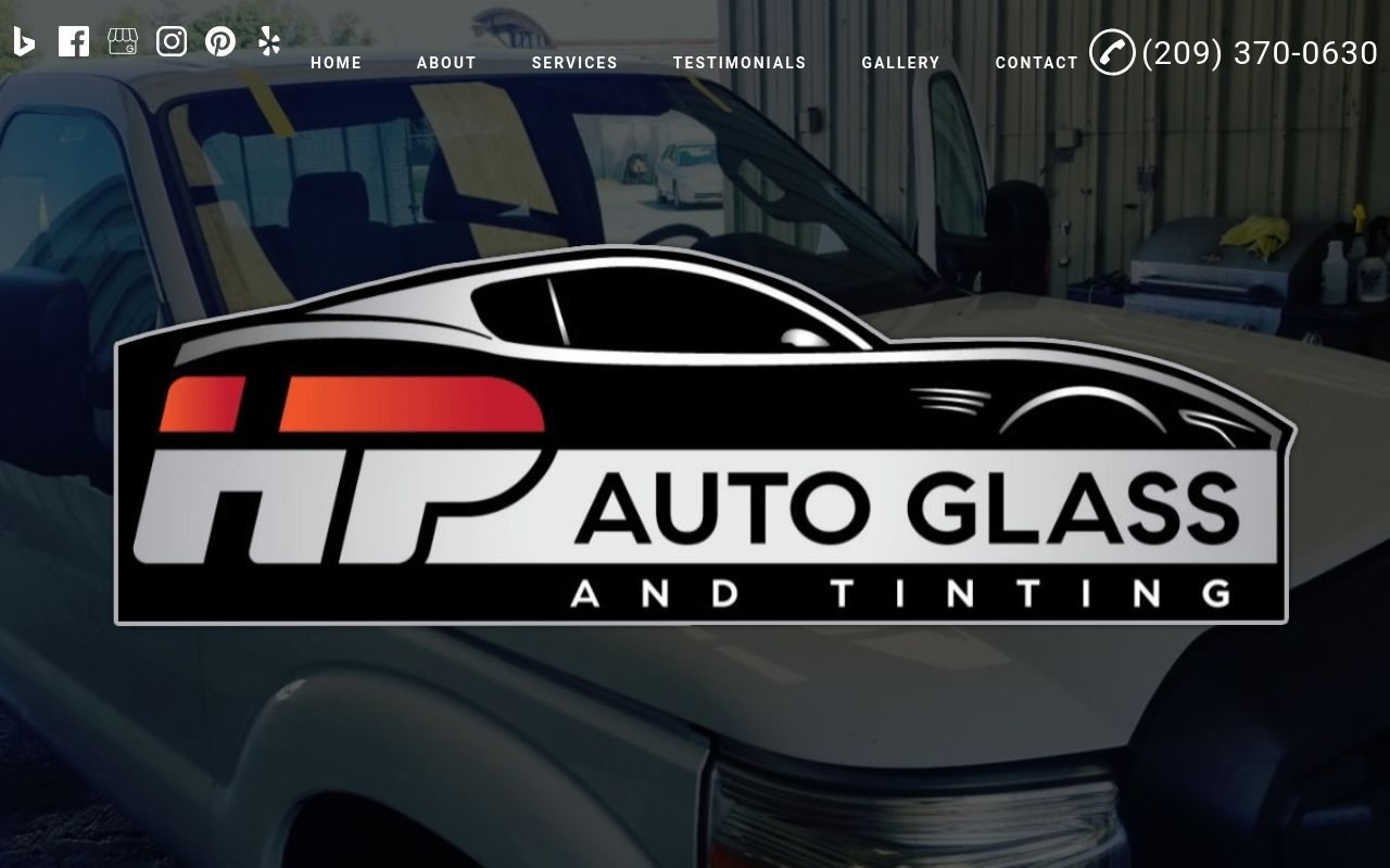 Homepage of HP Auto Glass & Tinting's website