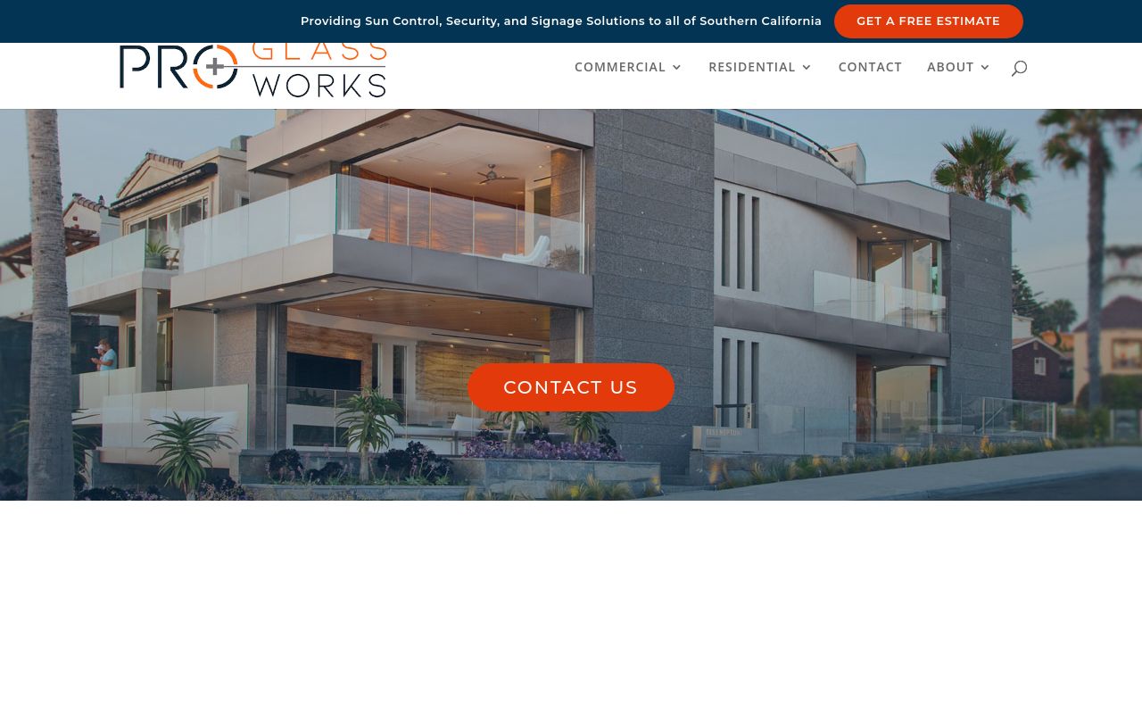 Homepage of Pro Glass Works's website