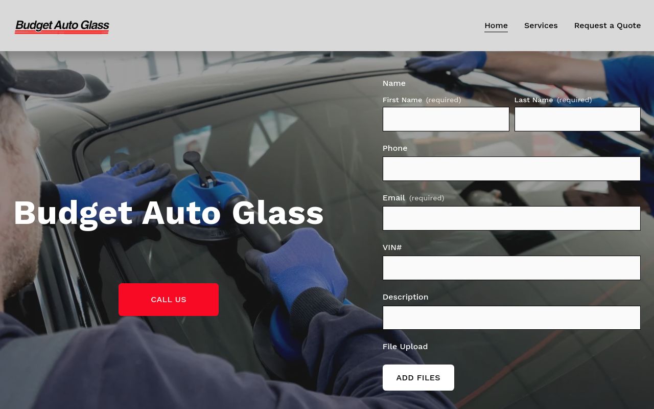 Homepage of Budget Auto Glass's website