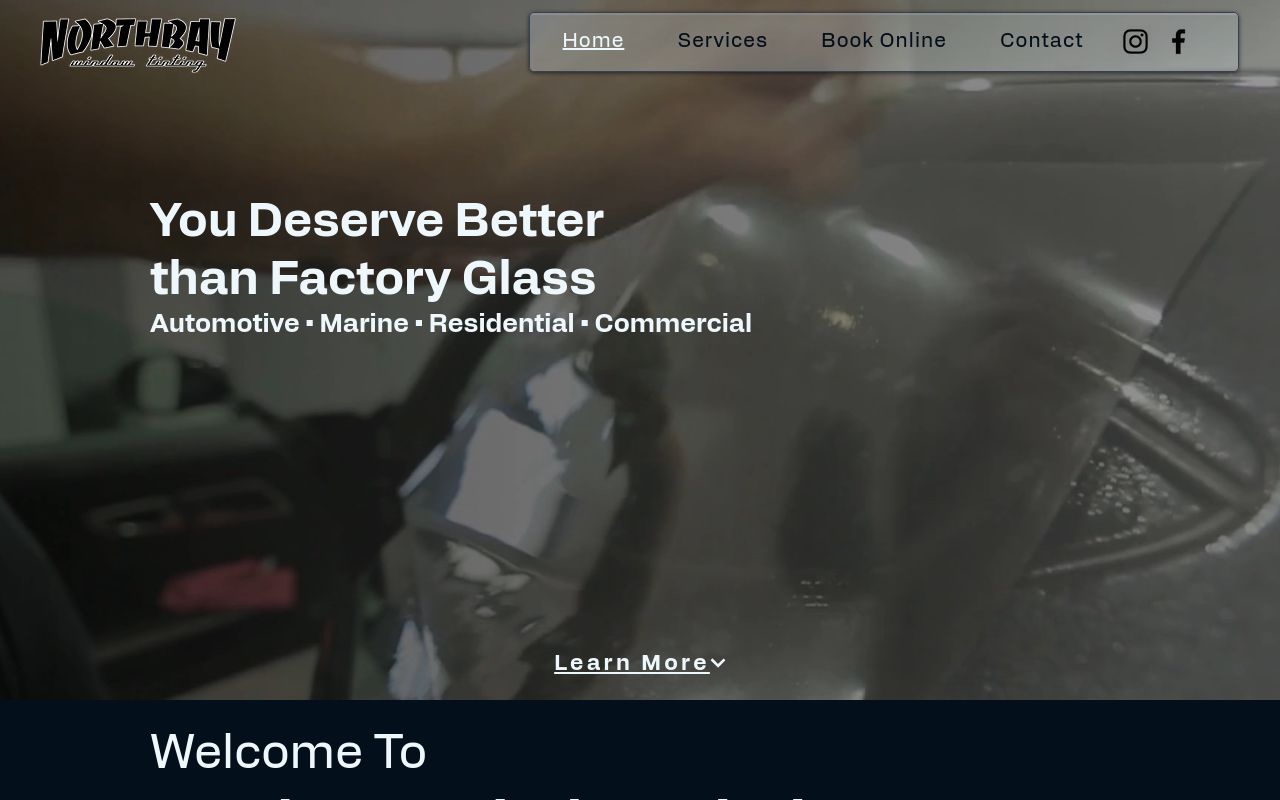 Homepage of Northbay window tinting's website