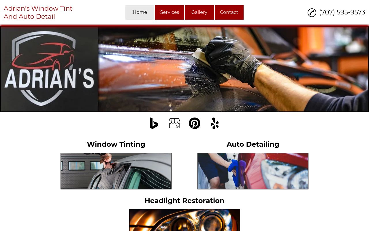 Homepage of Adrian's Window Tint And Auto Detail's website