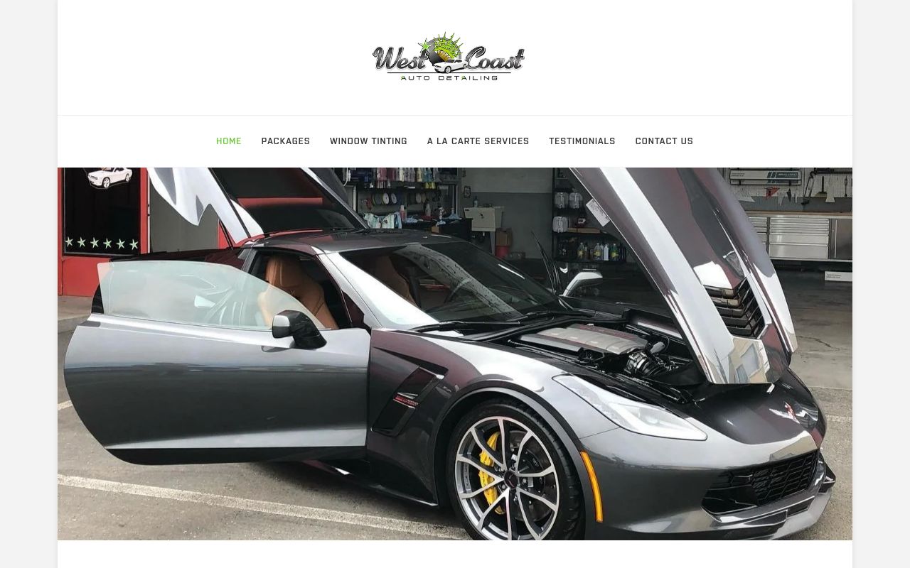 Homepage of West Coast Auto Detailing's website