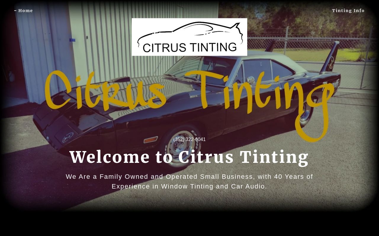 Homepage of Citrus Tinting's website