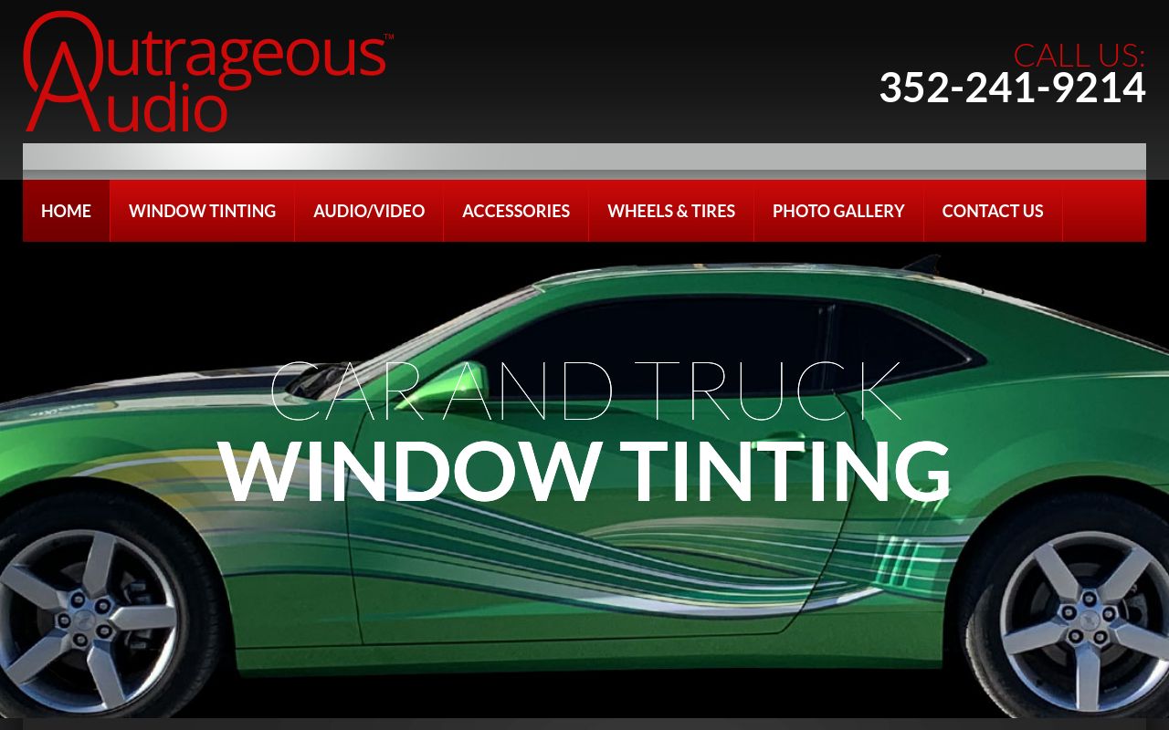 Homepage of Outrageous Audio's website