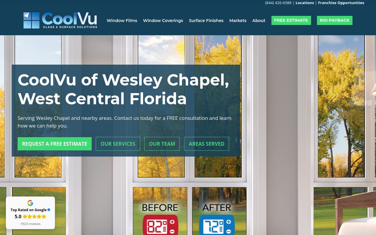 Homepage of CoolVu - Commercial & Home Window Tint's website