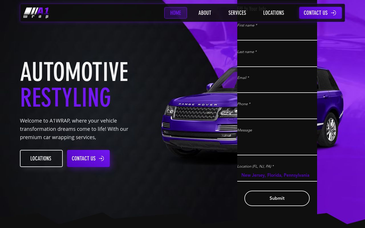 Homepage of A1WRAPS's website