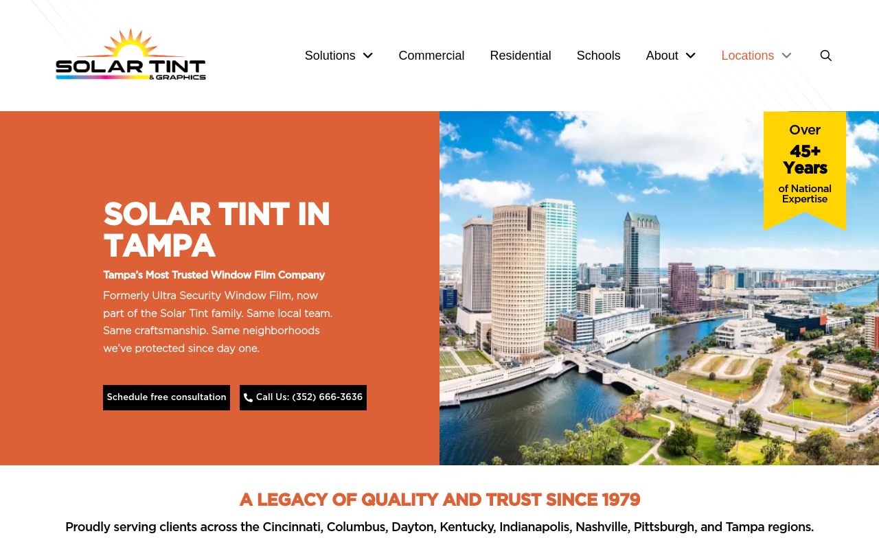 Homepage of Ultra Security Window Film, Inc.'s website