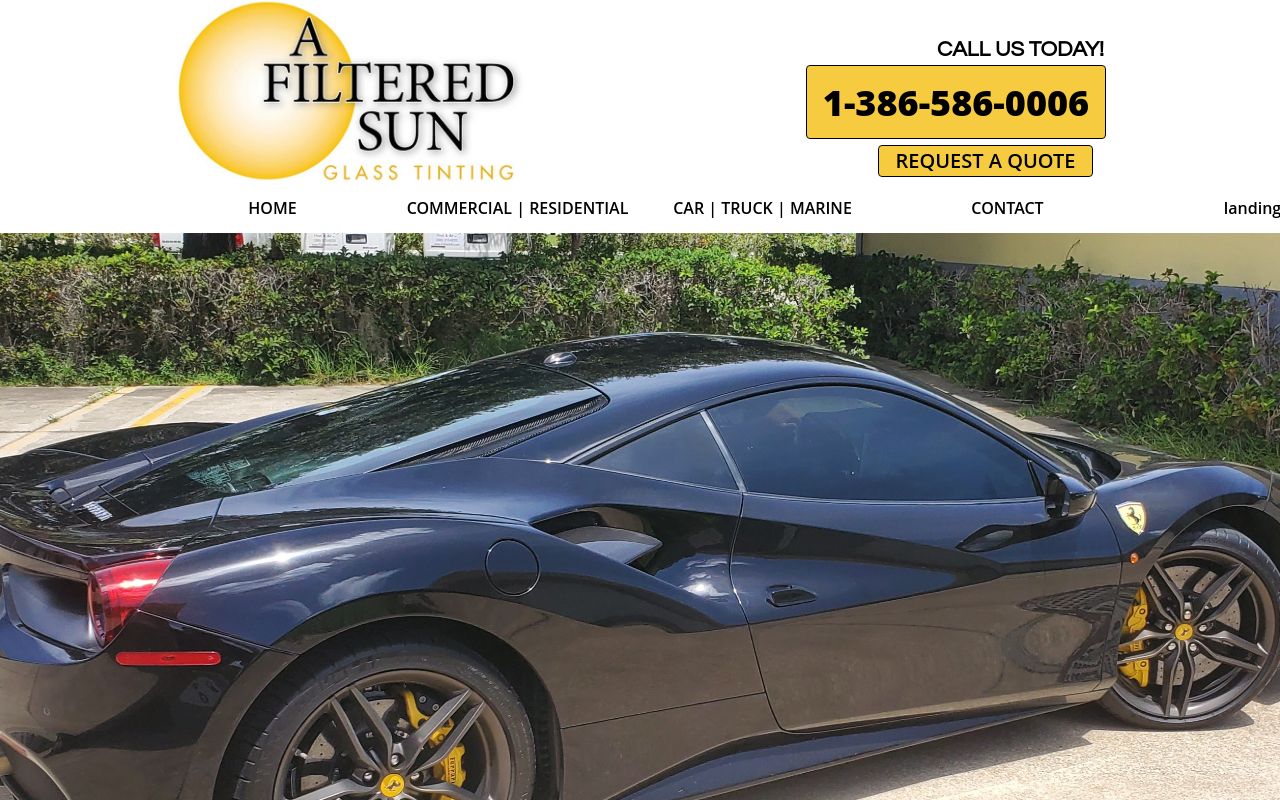 Homepage of A Filtered Sun Glass Tinting's website