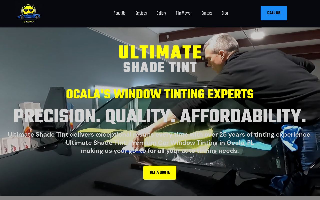 Homepage of Ultimate Shade Tint & Graphics's website