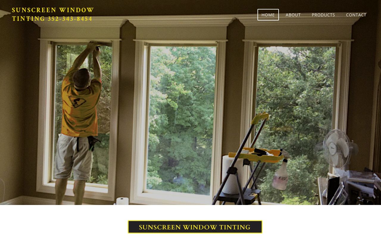 Homepage of Sunscreen Window Tinting's website