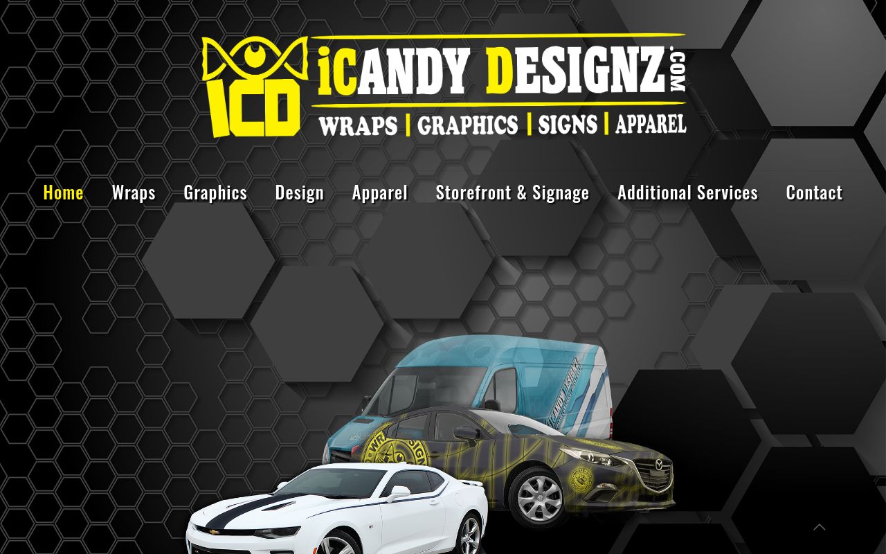 Homepage of iCandy Designz LLC's website