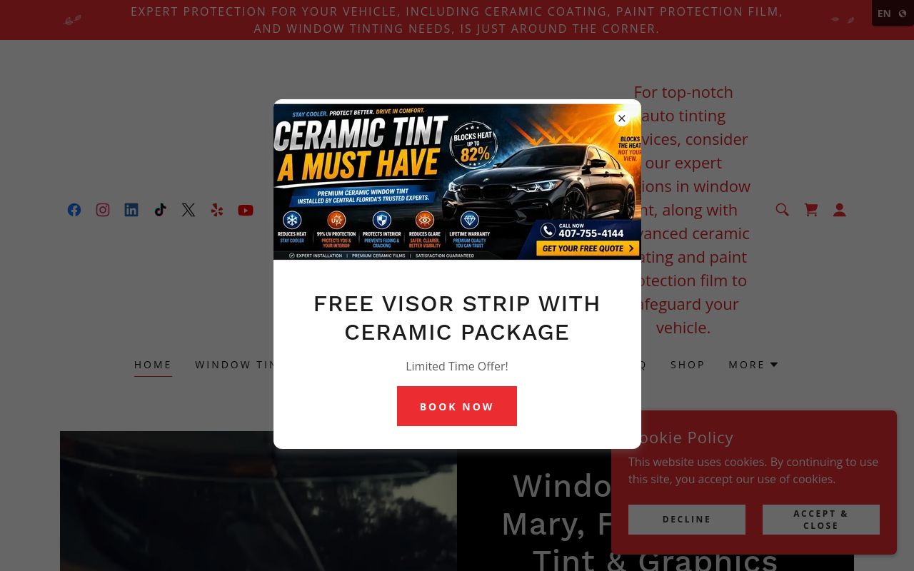 Homepage of Best Pro Tint and Graphics Tint Car Wrap PPF Ceramic Coating Printing Car Key Programming Windshield Repair's website