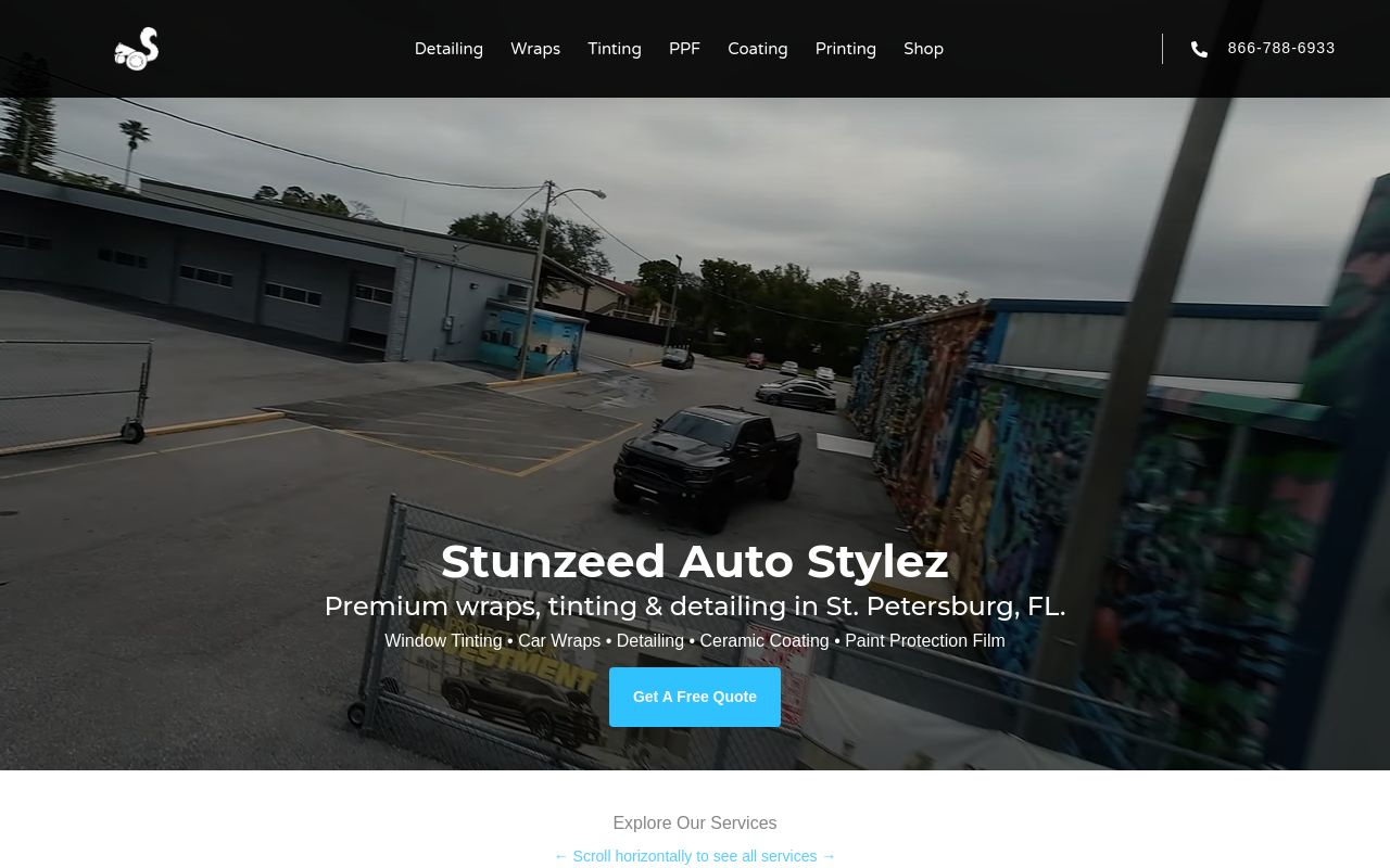 Homepage of Stunzeed Auto Stylez's website