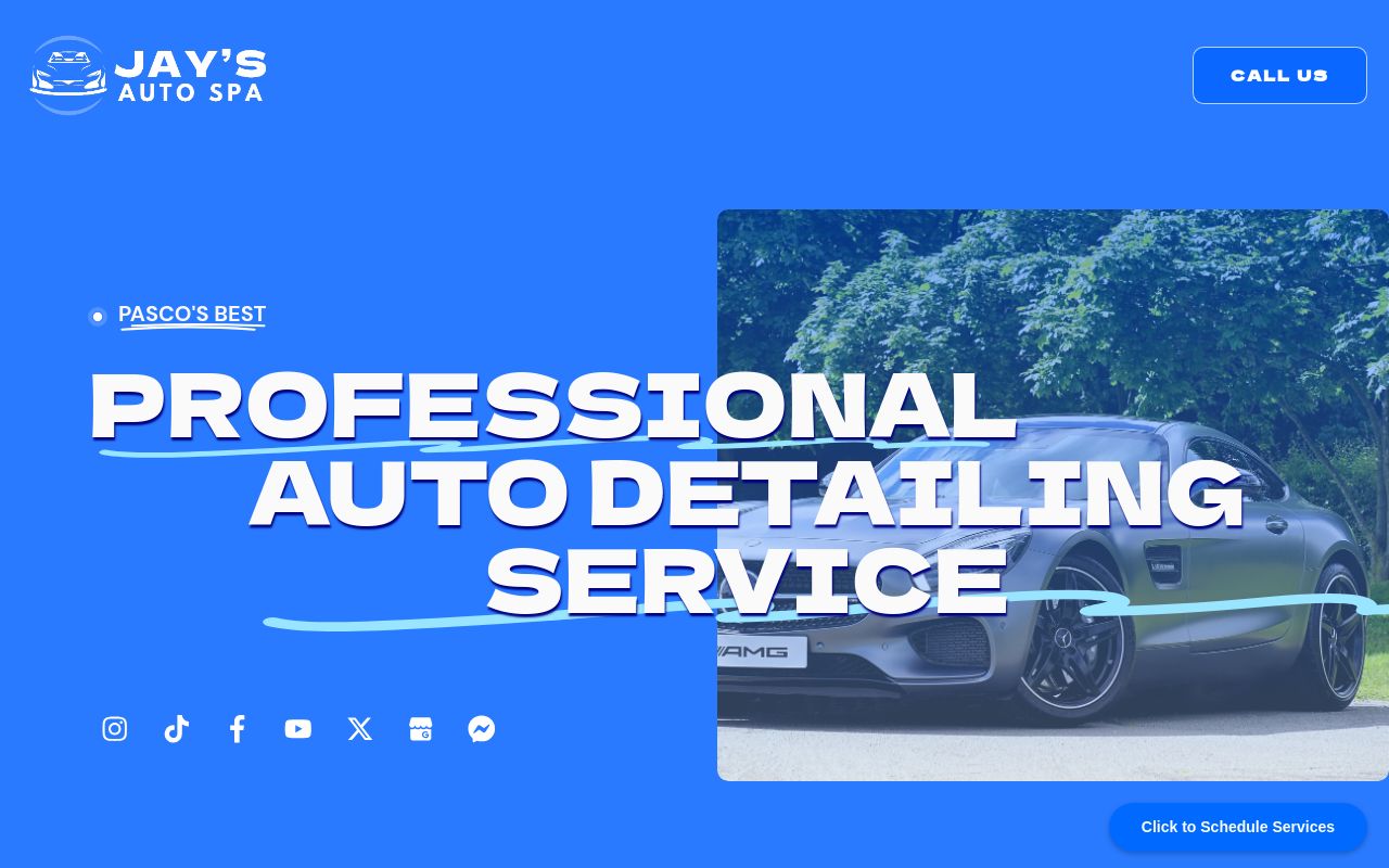 Homepage of Jay's Auto Spa Florida's website