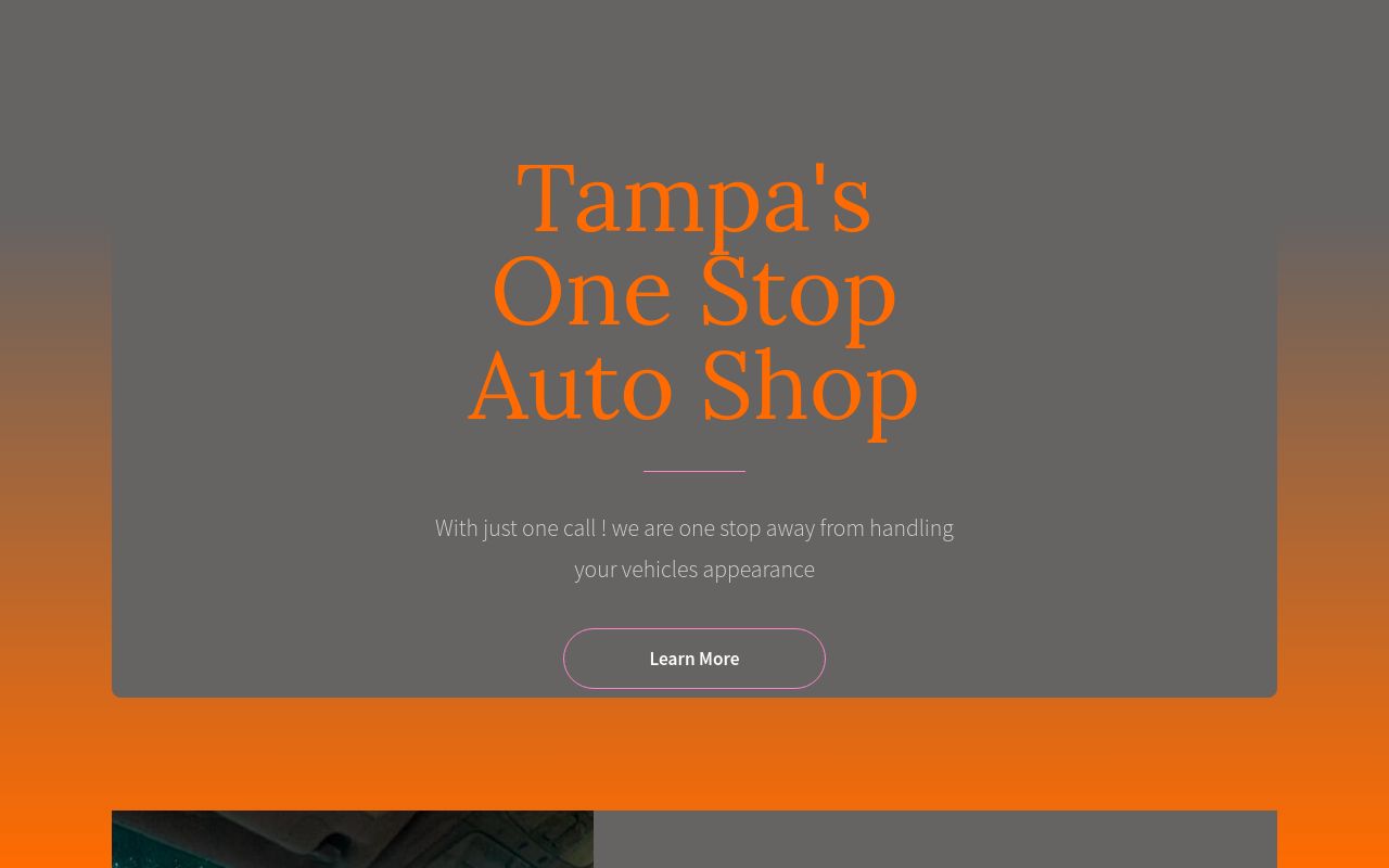 Homepage of tampas one stop auto shop's website