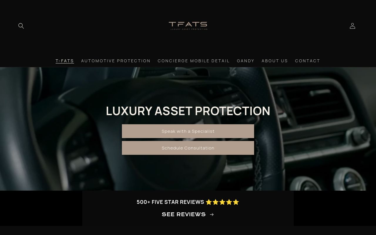 Homepage of T-Fat's Auto Spa - Premium Detail, PPF, Ceramic Coatings & Tint's website