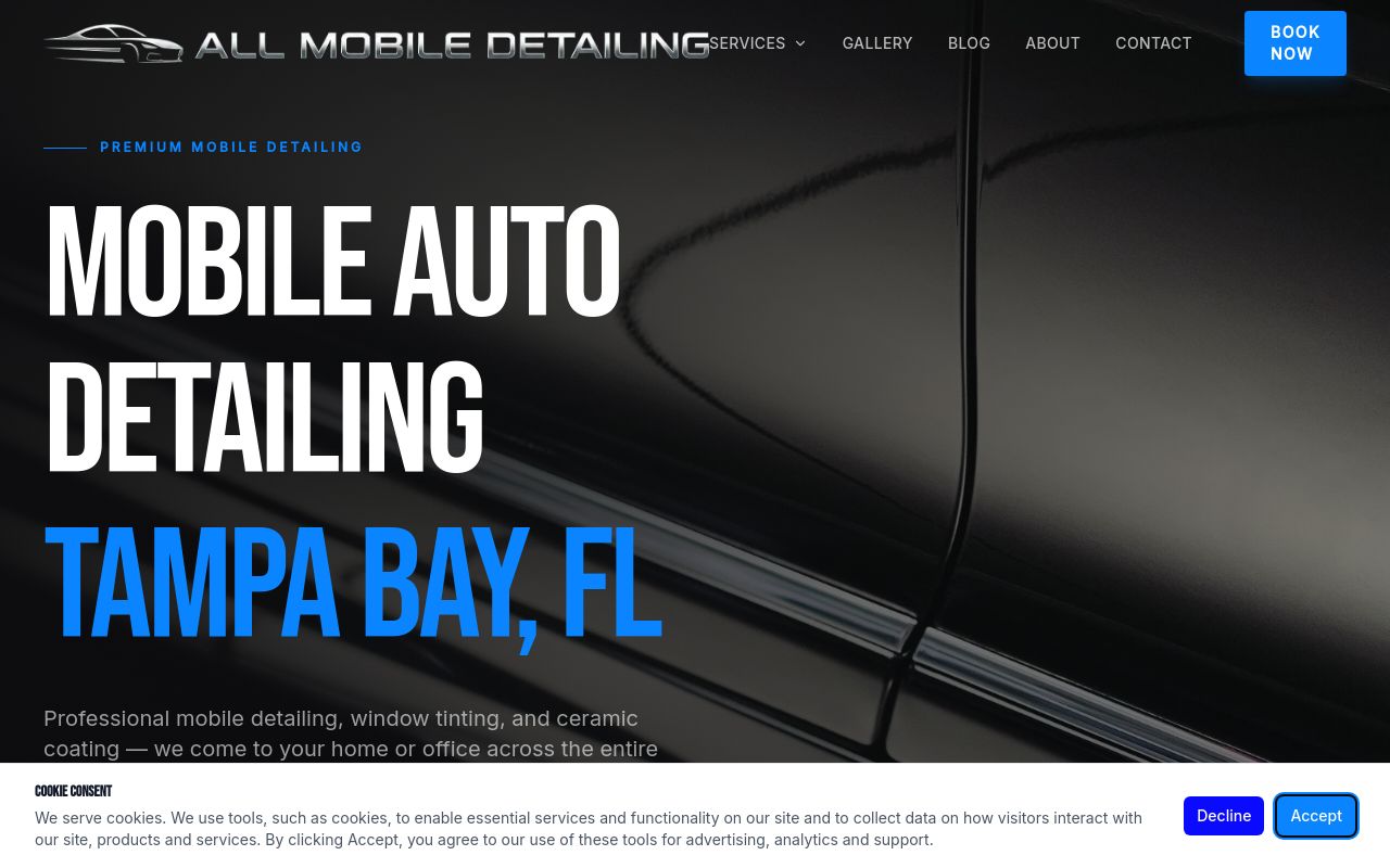 Homepage of All Mobile Detailing llc's website