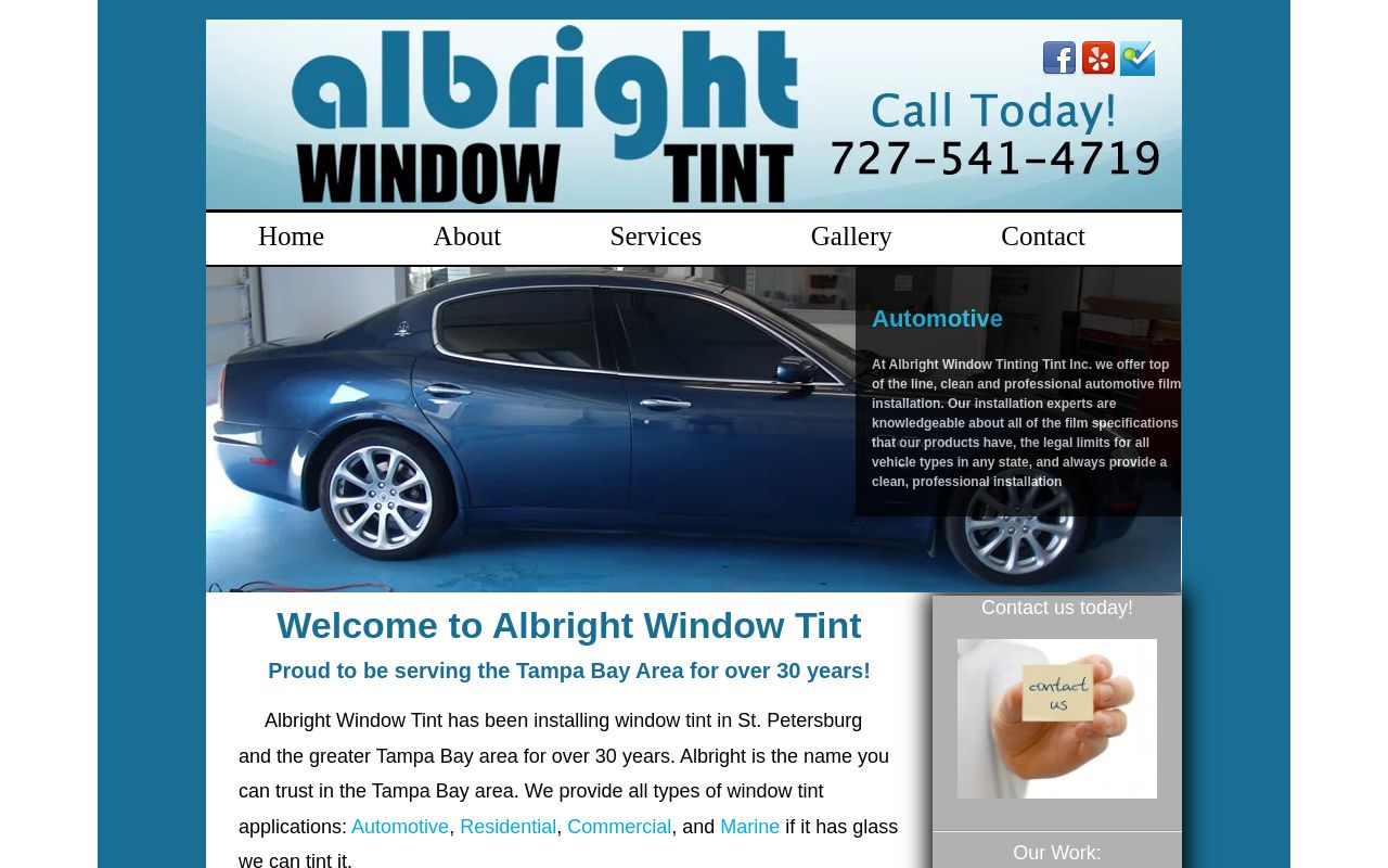 Homepage of Albright Window Tinting's website