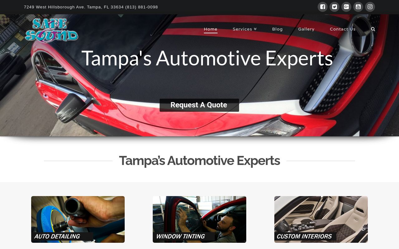 Homepage of Auto Safe & Sound, Inc.'s website