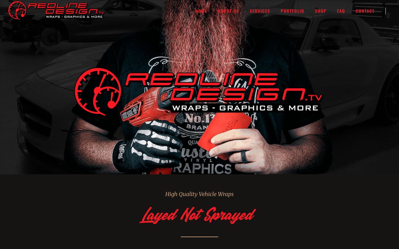 Homepage of Redline Design LLC's website