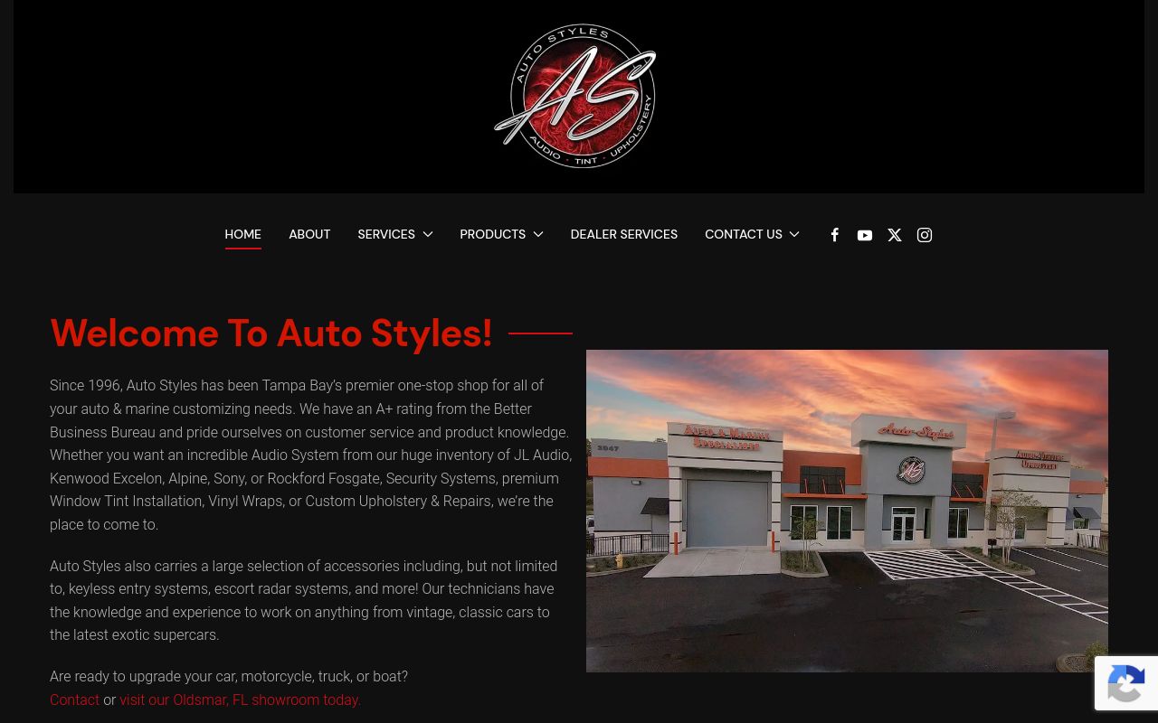 Homepage of Auto Styles's website