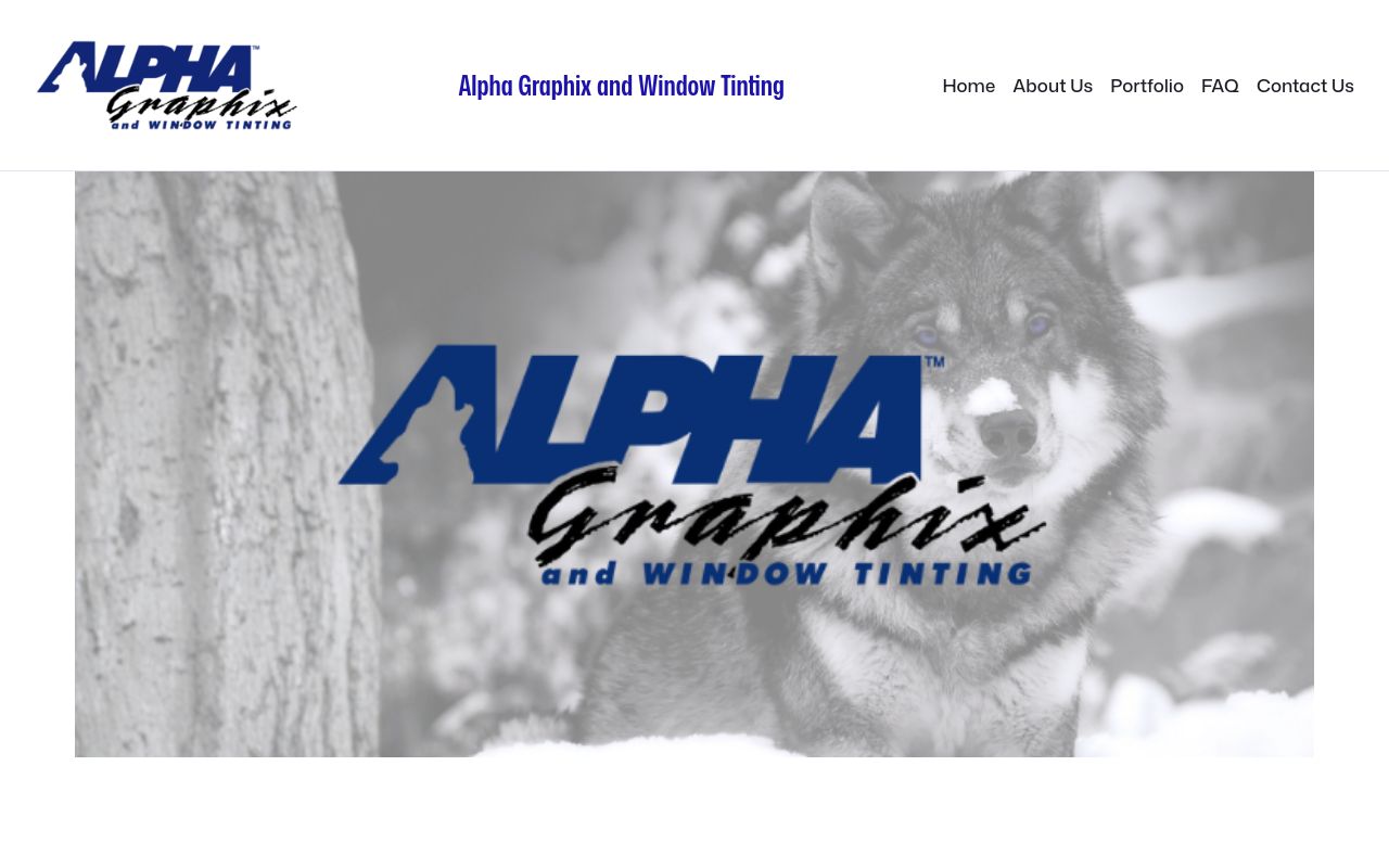 Homepage of Alpha Graphix & Window Tinting's website