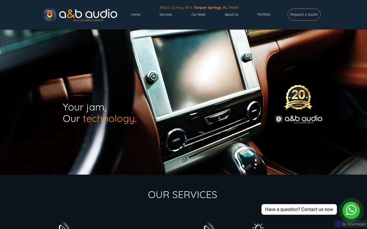 Homepage of A&B Audio Store's website