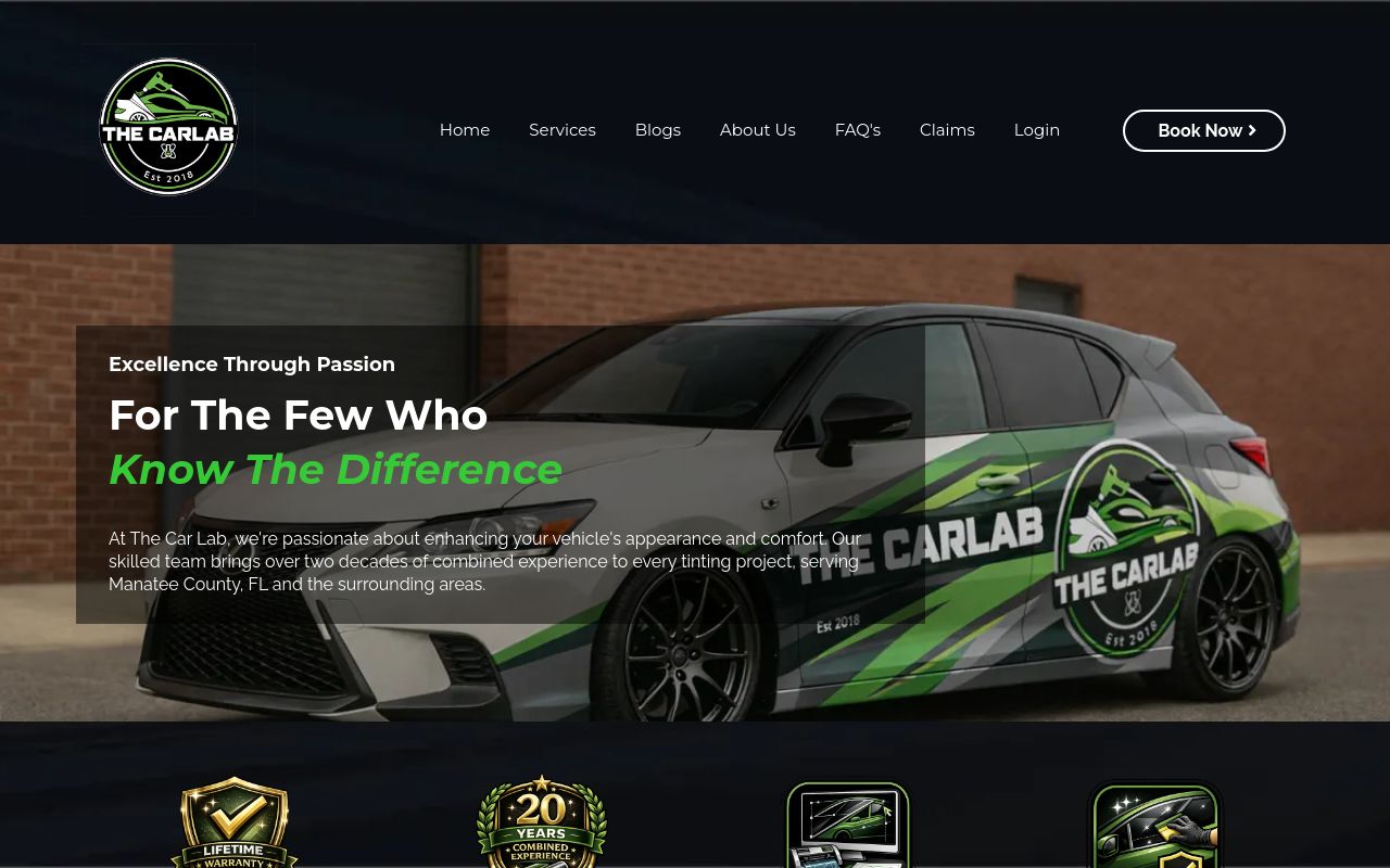 Homepage of The CarLab's website