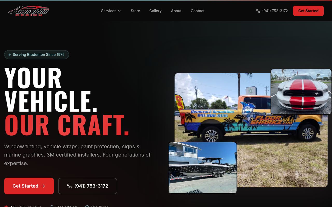 Homepage of Auto Trim Design's website