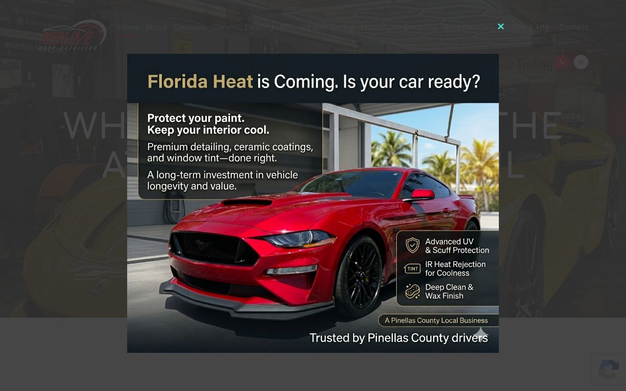 Homepage of Redline Detailing St. Petersburg's website