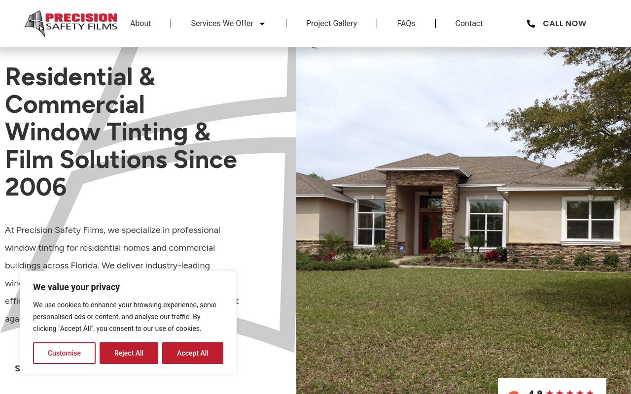Homepage of Precision Safety Films's website