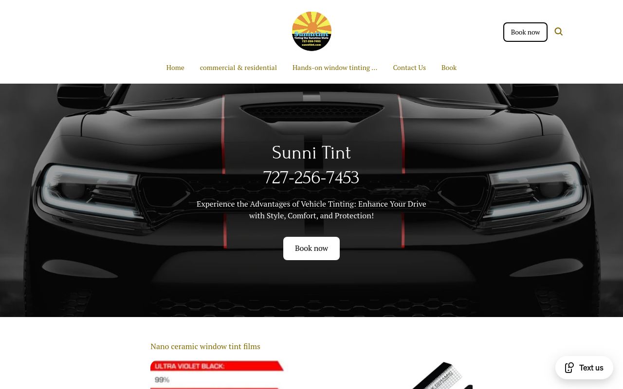 Homepage of Sunni Tint's website