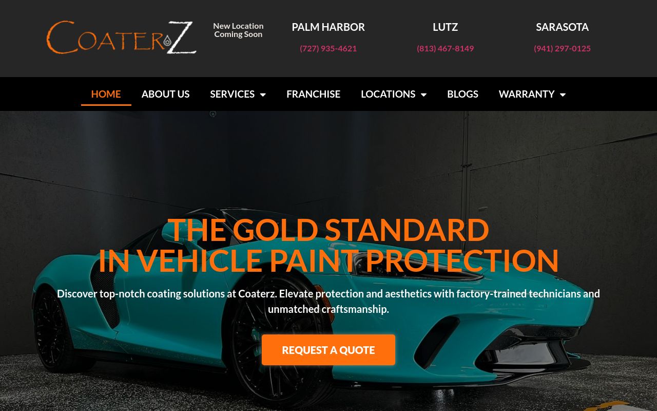 Homepage of Filthy Unicorn Auto Studio Largo's website