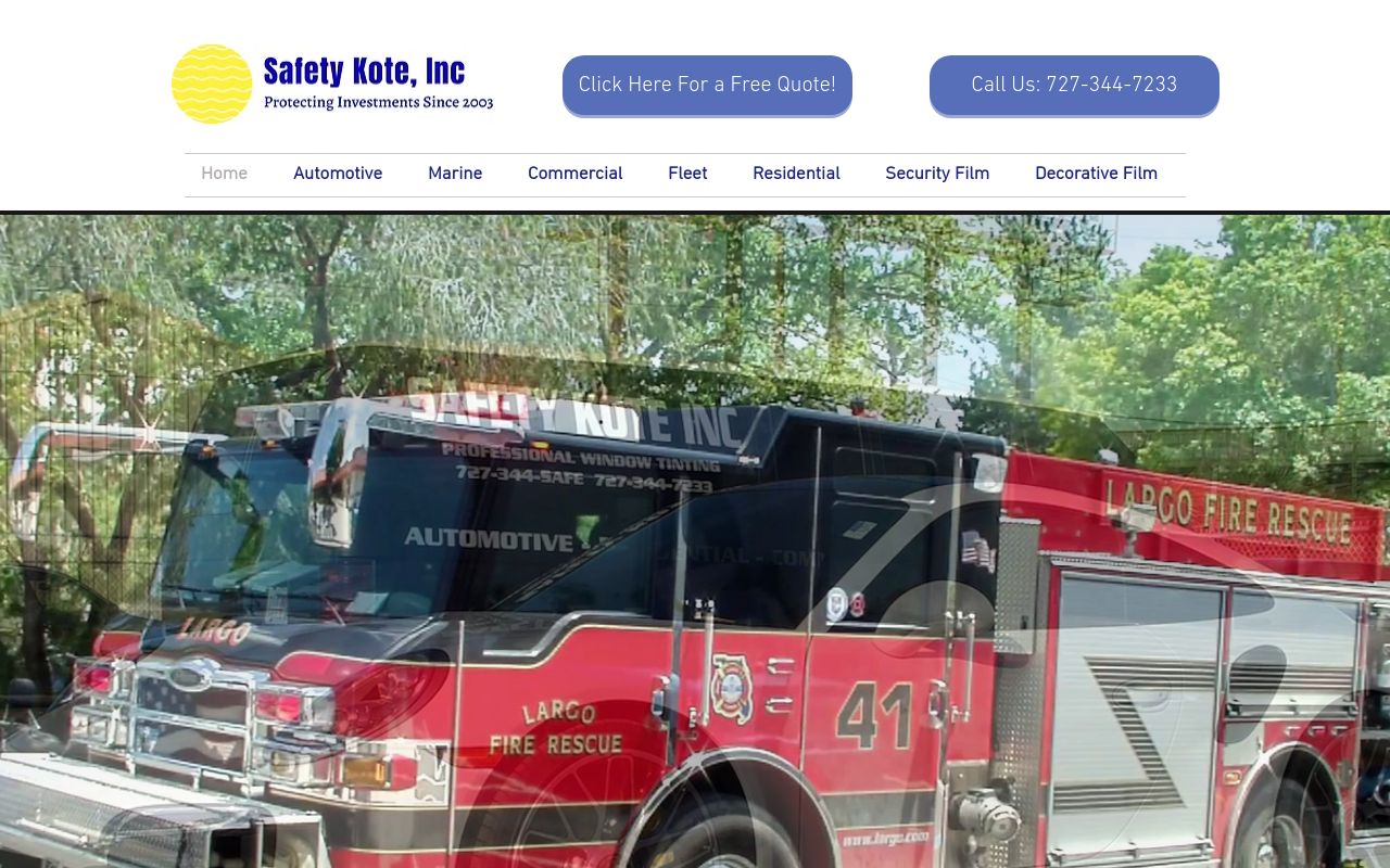 Homepage of Safety Kote's website