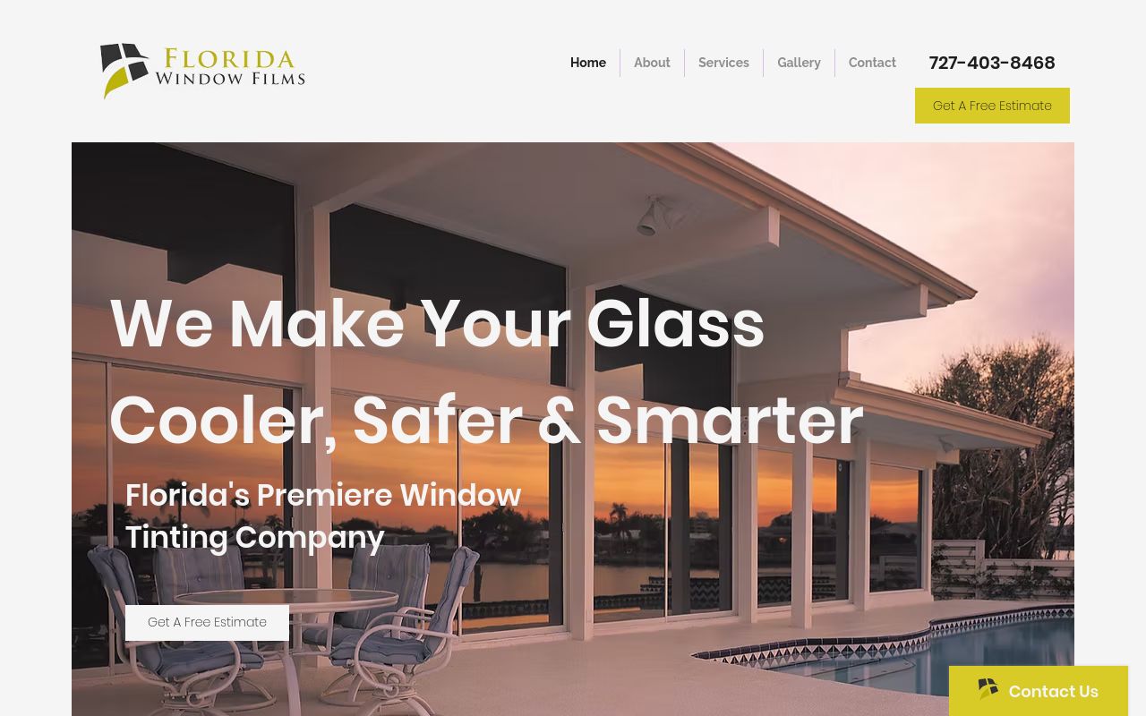 Homepage of Florida Window Films's website