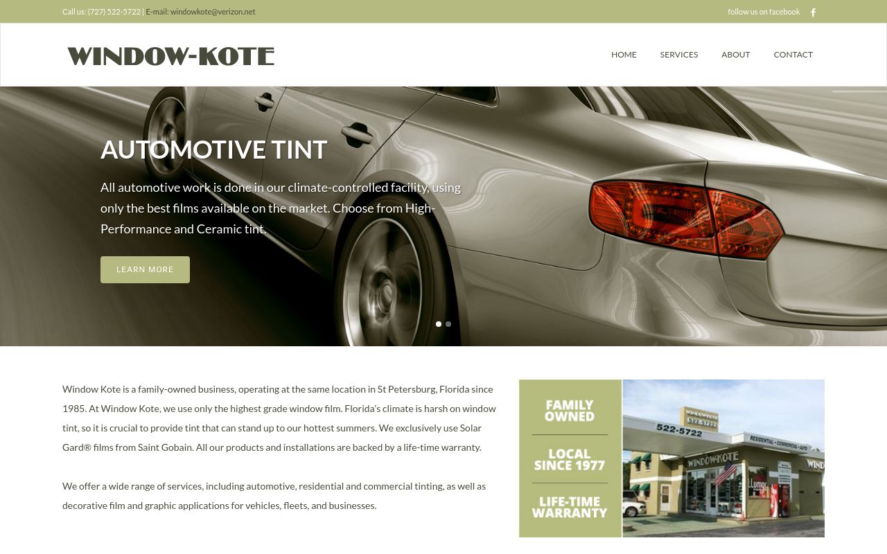 Homepage of Window-Kote of St Petersburg's website
