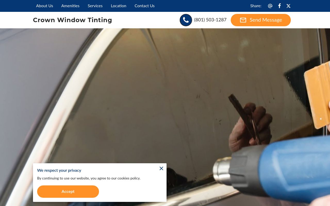 Homepage of Crown Window Tinting's website