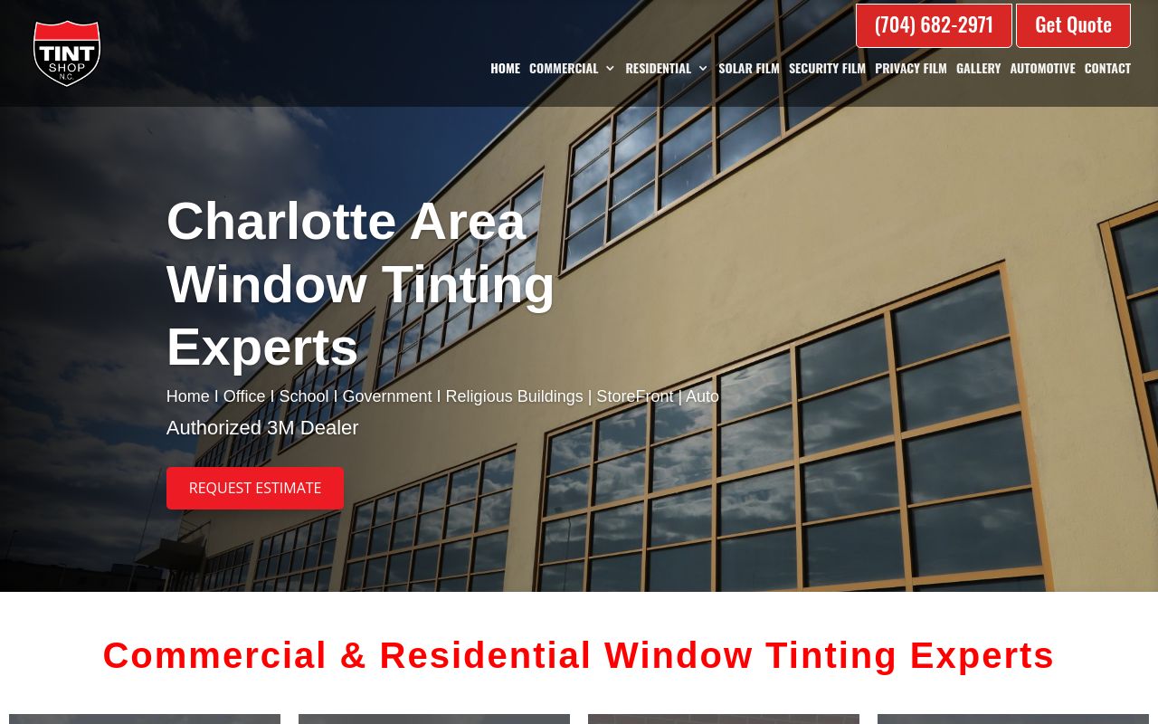 Homepage of Tint Shop NC's website