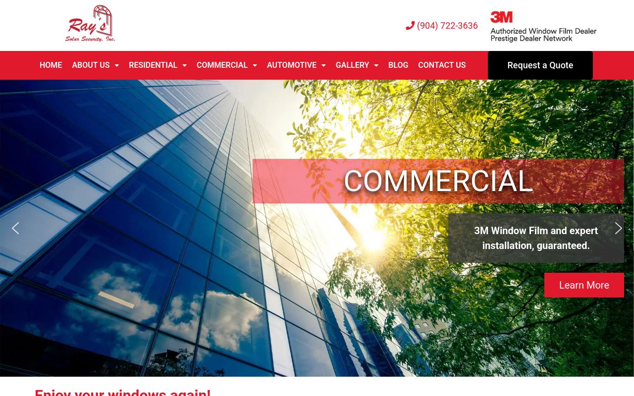 Homepage of Rays Solar Security's website