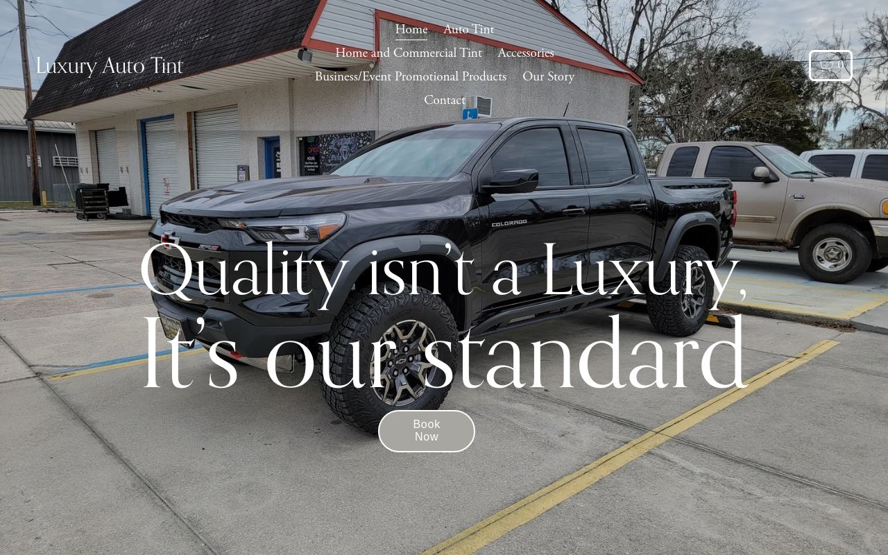 Homepage of Luxury Auto Tint's website