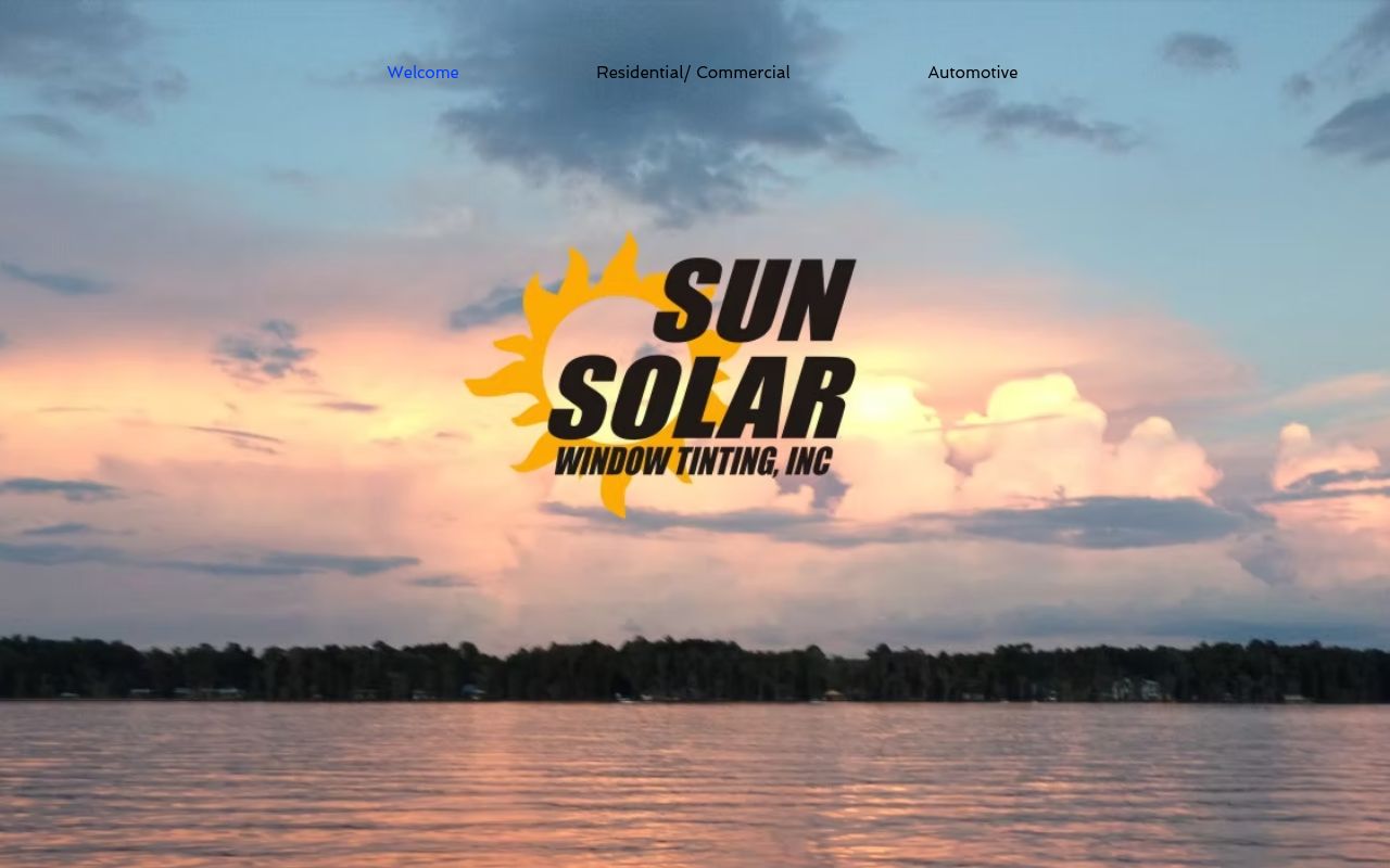 Homepage of Sun Solar Window Tinting's website